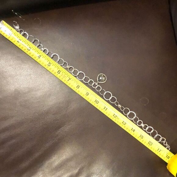 LOIS HILL Sterling Silver Faceted Green Amethyst Hammered Open Link Necklace - Picture 6 of 17